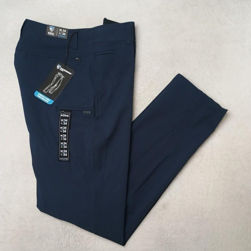 KÜHL Pants Mens 34x34 Blue Resistor Chino Tapered Slim Stretch Hiking Climb